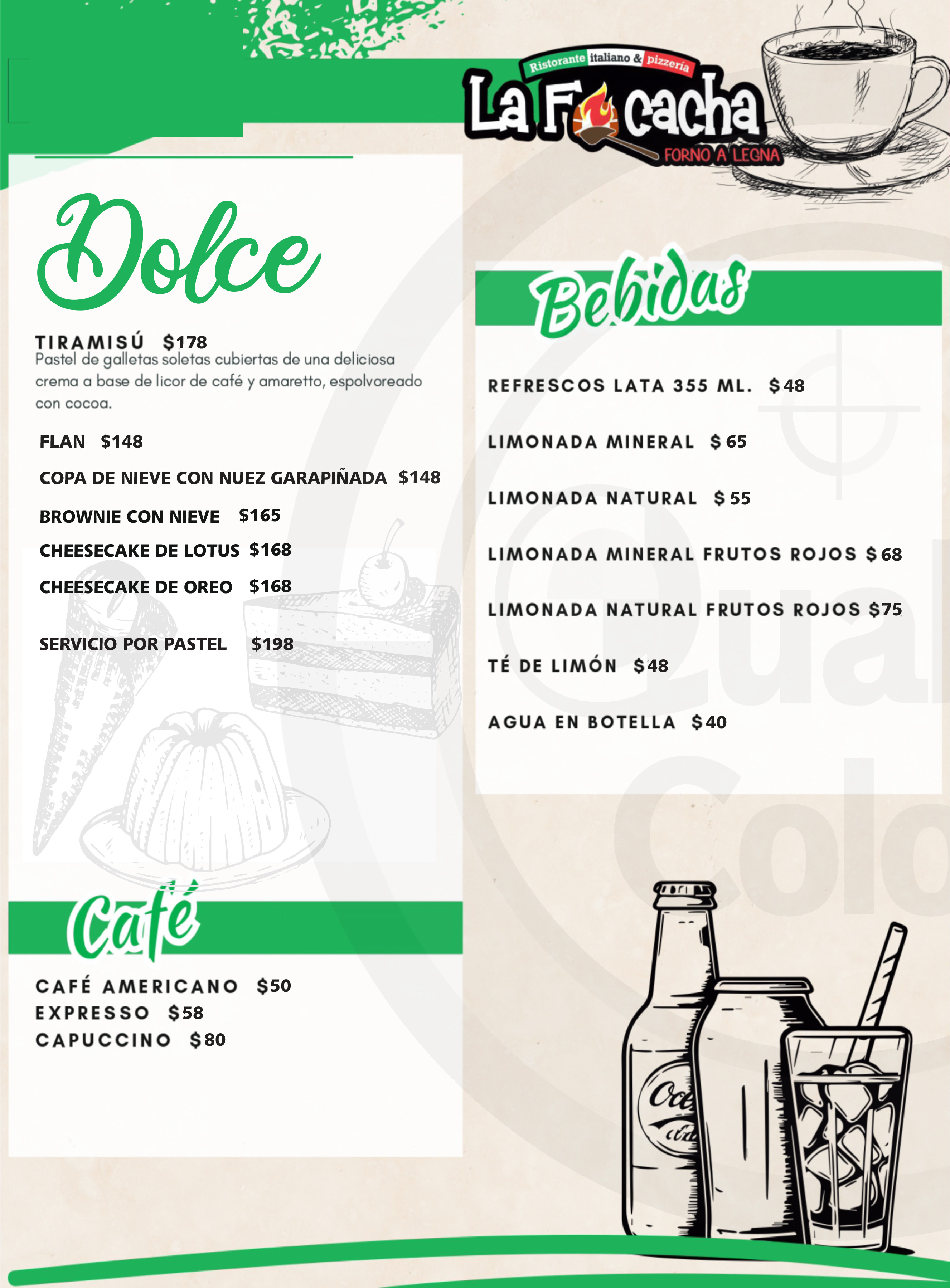 Menú de La Focacha